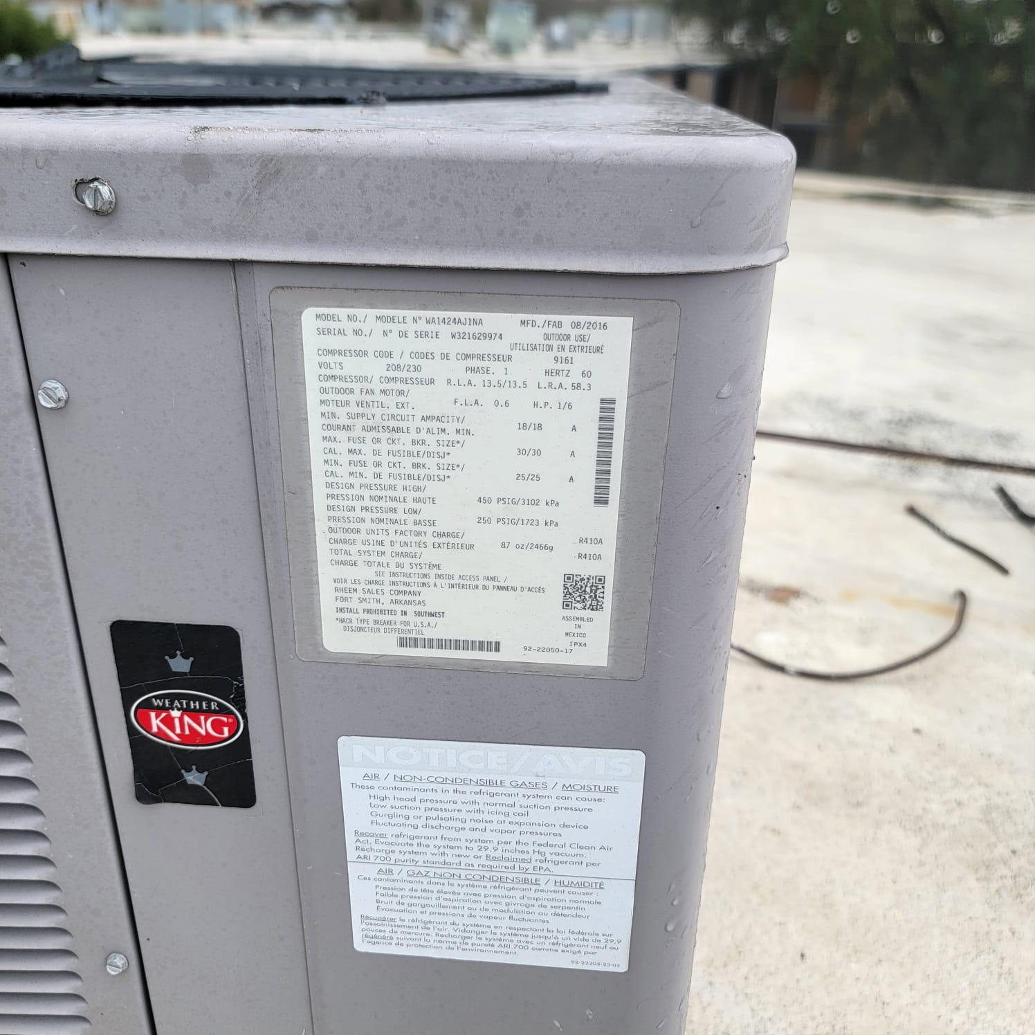 Rooftop Units - houston hvac unit weatherking label